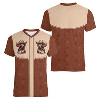 Cowdog Women V-Neck T-Shirt Cowboy Patriotic Labrador Western Yoke - Wonder Print Shop