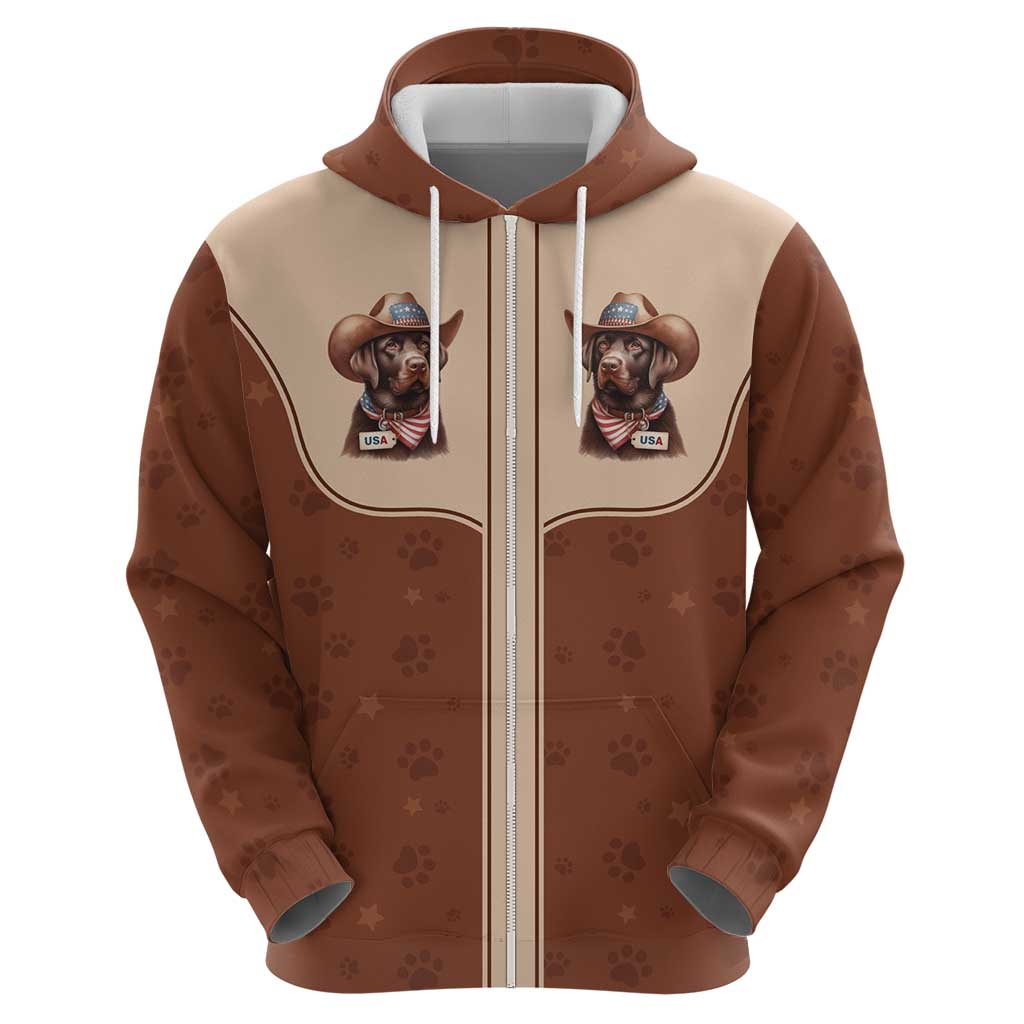 Cowdog Zip Hoodie Cowboy Patriotic Labrador Western Yoke - Wonder Print Shop