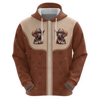 Cowdog Zip Hoodie Cowboy Patriotic Labrador Western Yoke - Wonder Print Shop