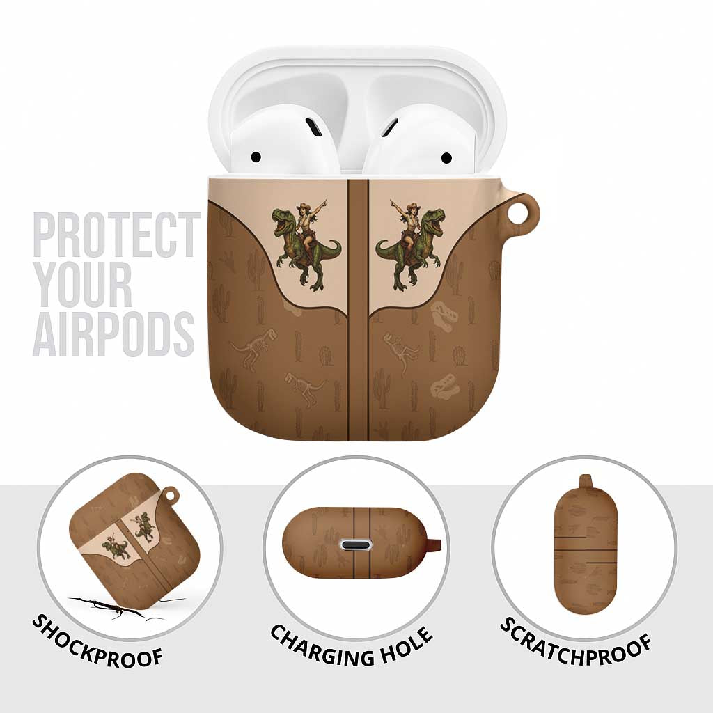 Cowgirl Dinosaur AirPods Case Retro Western Yoke - Wonder Print Shop