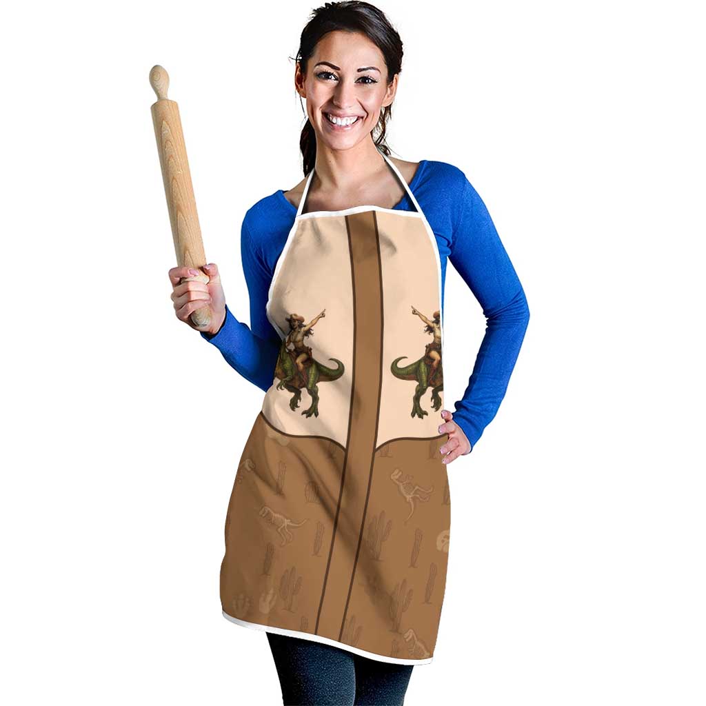 Cowgirl Dinosaur Apron Retro Western Yoke - Wonder Print Shop