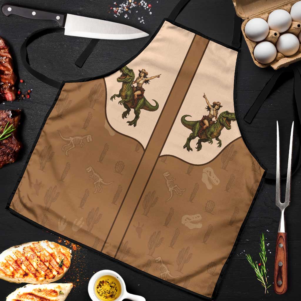 Cowgirl Dinosaur Apron Retro Western Yoke - Wonder Print Shop