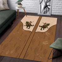 Cowgirl Dinosaur Area Rug Retro Western Yoke - Wonder Print Shop