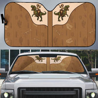 Cowgirl Dinosaur Auto Sun Shade Retro Western Yoke - Wonder Print Shop