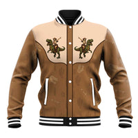 Cowgirl Dinosaur Baseball Jacket Retro Western Yoke - Wonder Print Shop
