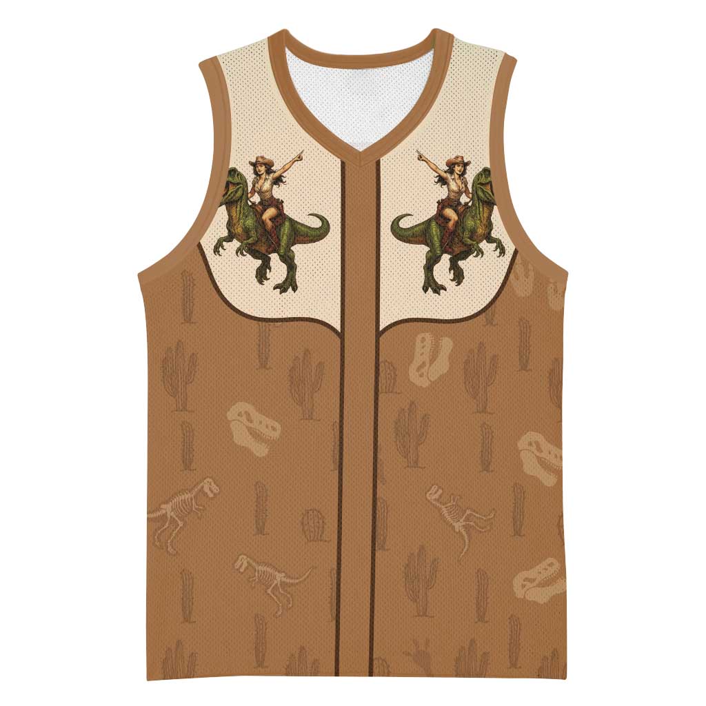 Cowgirl Dinosaur Basketball Jersey Retro Western Yoke - Wonder Print Shop