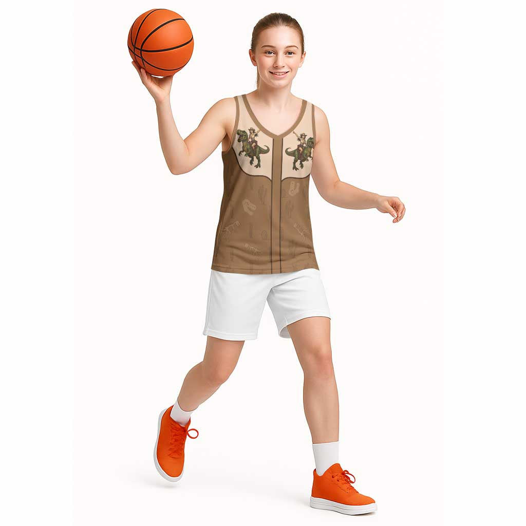 Cowgirl Dinosaur Basketball Jersey Retro Western Yoke - Wonder Print Shop