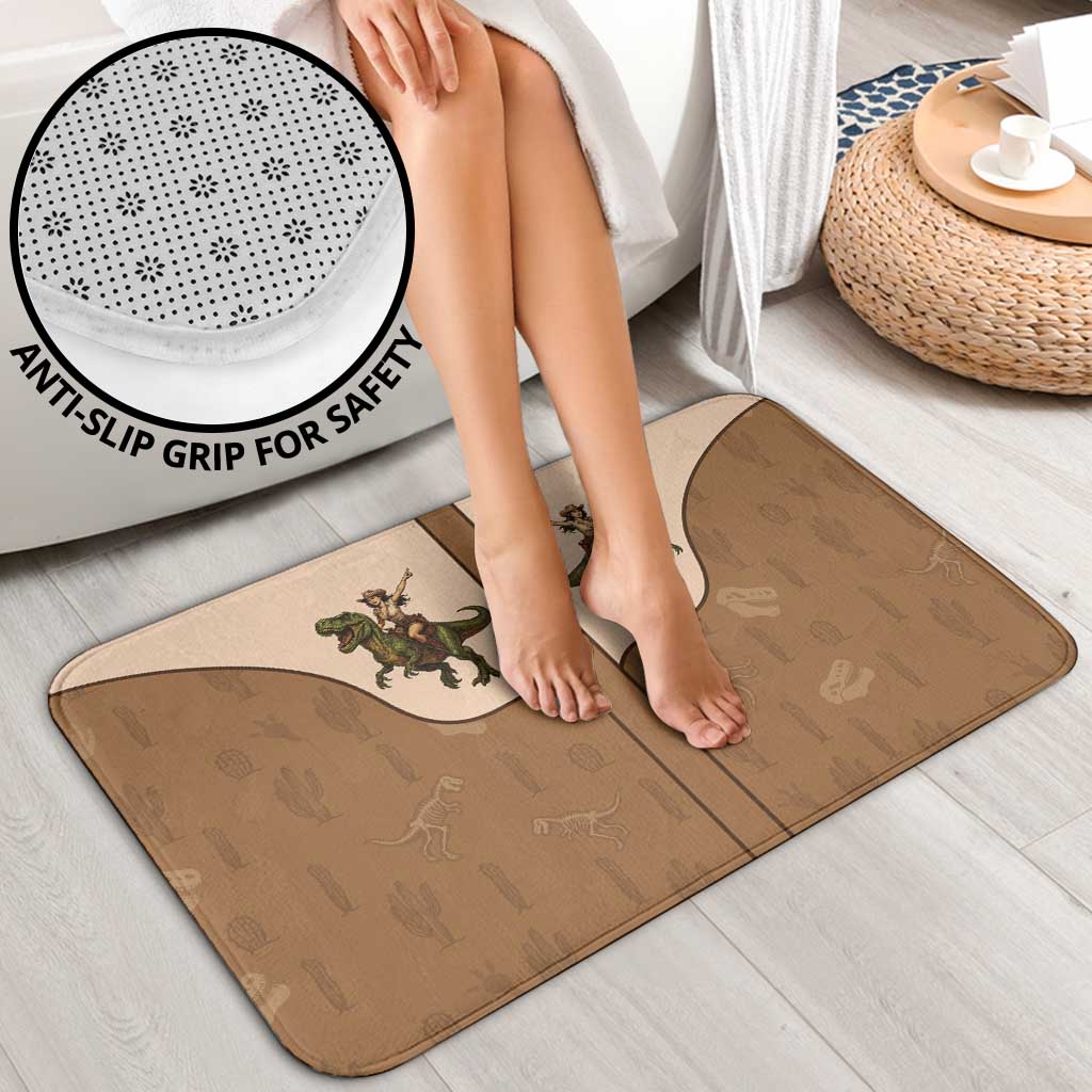 Cowgirl Dinosaur Bathroom Set Retro Western Yoke - Wonder Print Shop