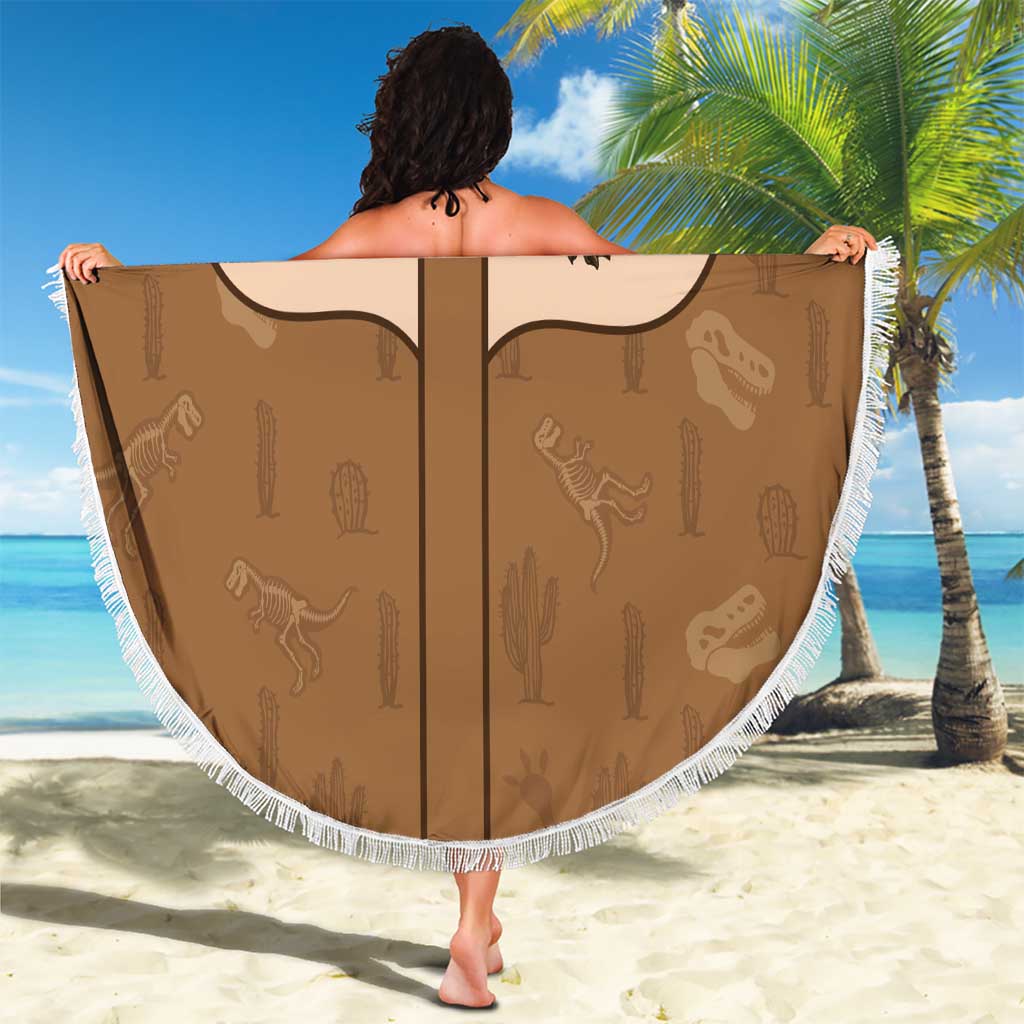 Cowgirl Dinosaur Beach Blanket Retro Western Yoke - Wonder Print Shop
