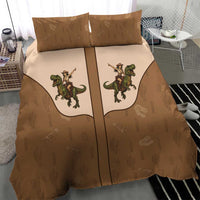 Cowgirl Dinosaur Bedding Set Retro Western Yoke - Wonder Print Shop