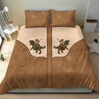 Cowgirl Dinosaur Bedding Set Retro Western Yoke - Wonder Print Shop