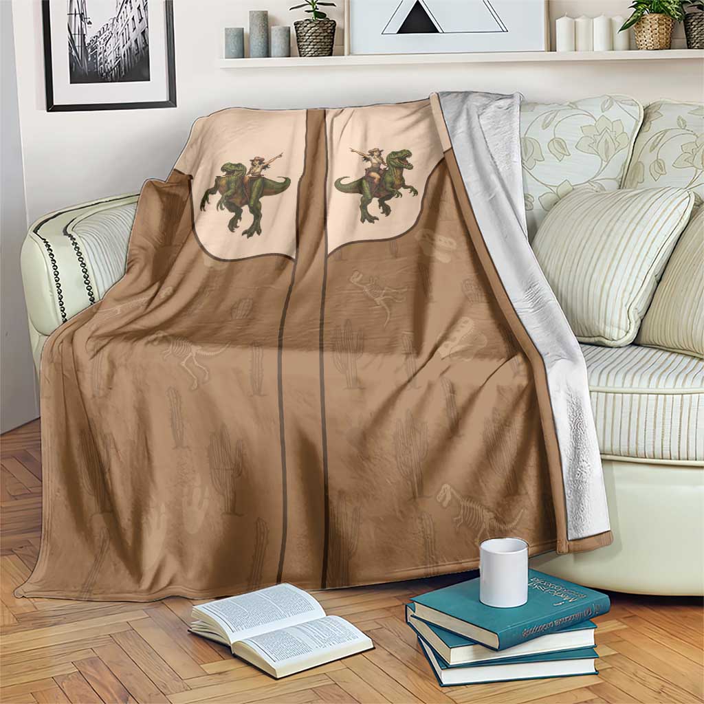 Cowgirl Dinosaur Blanket Retro Western Yoke - Wonder Print Shop