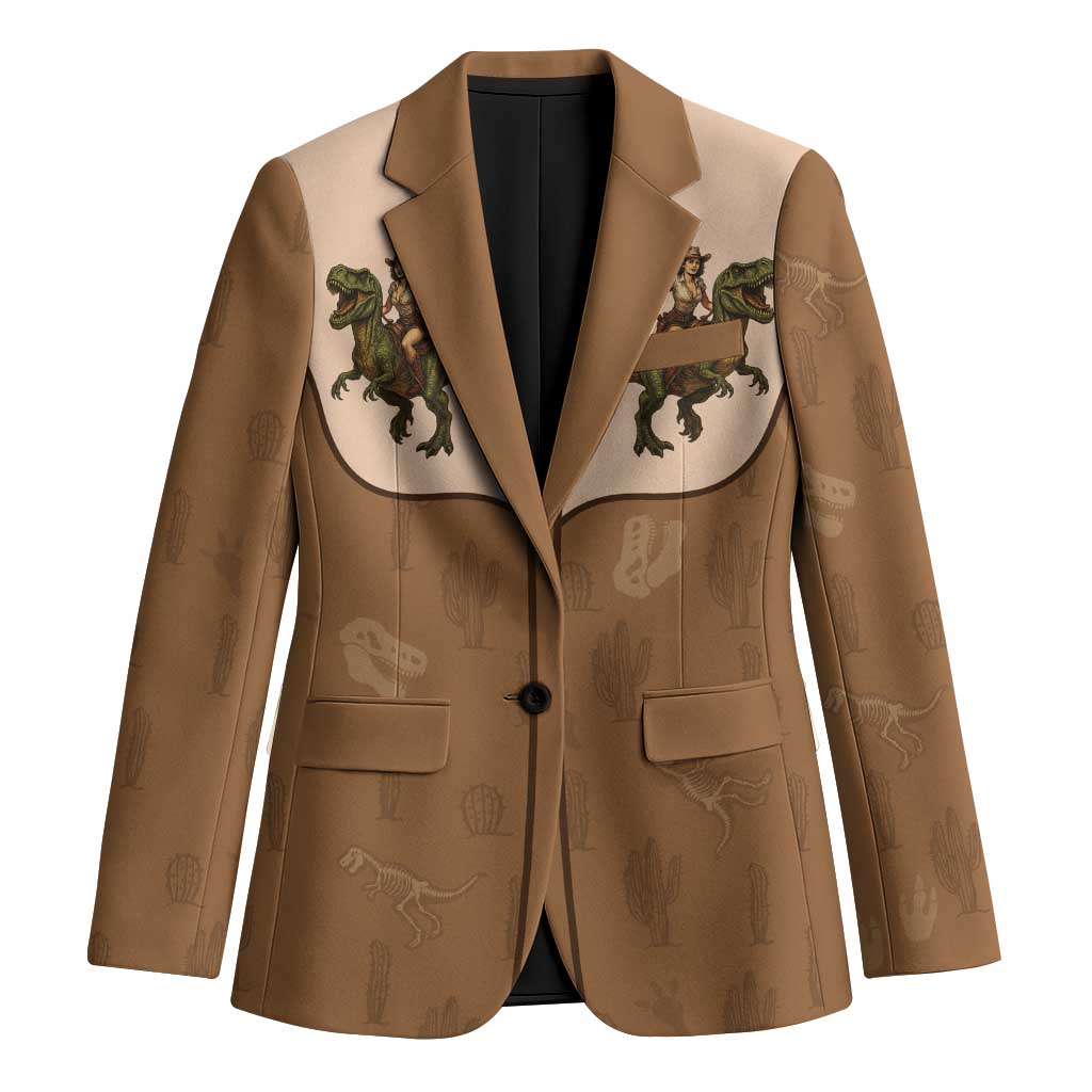Cowgirl Dinosaur Blazer Retro Western Yoke - Wonder Print Shop