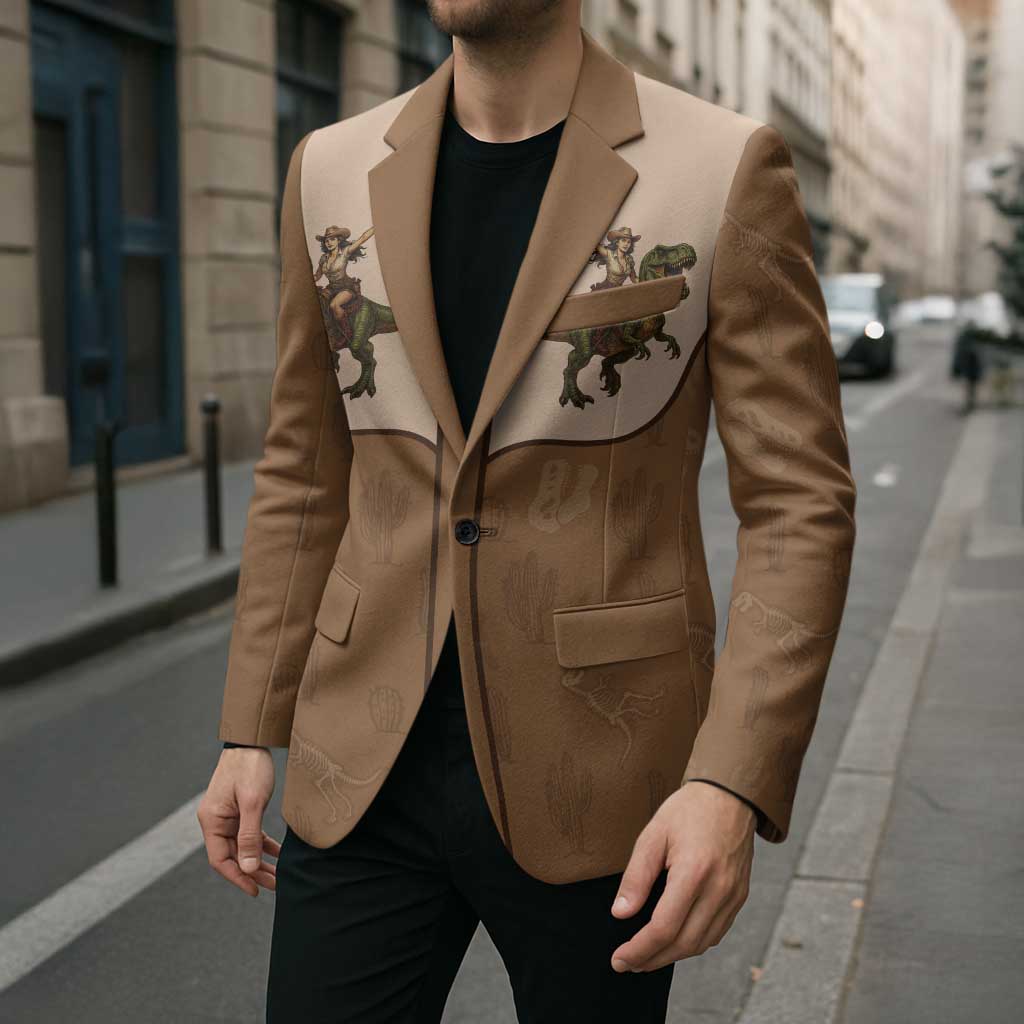 Cowgirl Dinosaur Blazer Retro Western Yoke - Wonder Print Shop