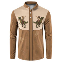 Cowgirl Dinosaur Button Sweatshirt Retro Western Yoke - Wonder Print Shop