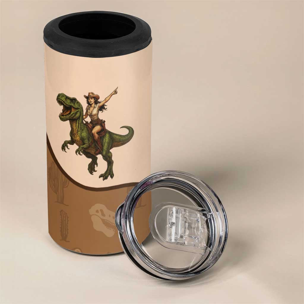 Cowgirl Dinosaur 4 in 1 Can Cooler Tumbler Retro Western Yoke - Wonder Print Shop