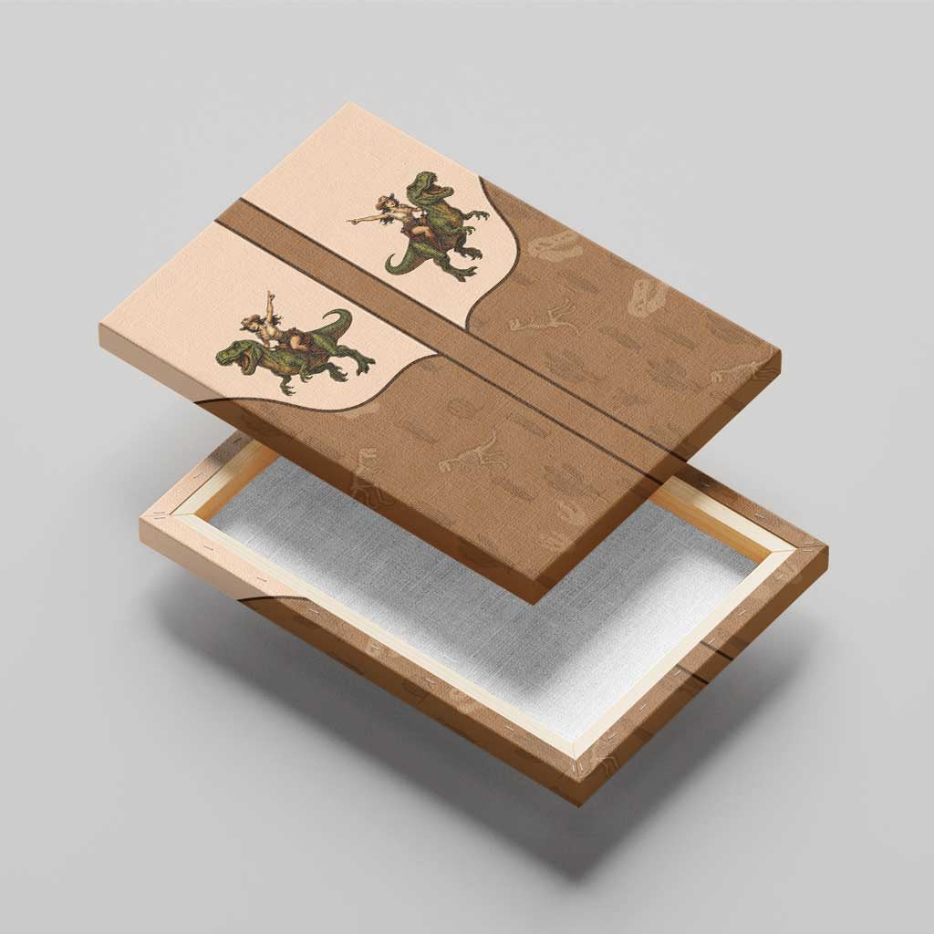 Cowgirl Dinosaur Canvas Wall Art Retro Western Yoke - Wonder Print Shop