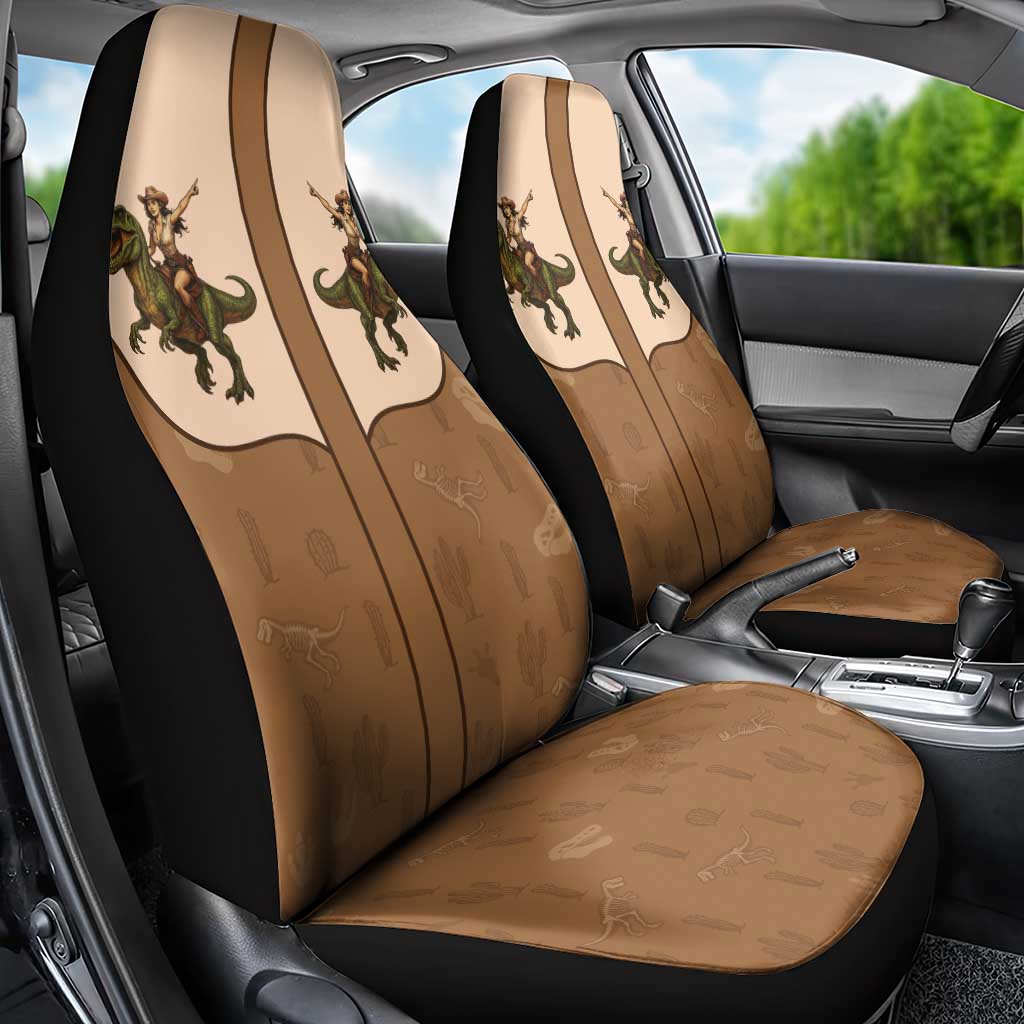 Cowgirl Dinosaur Car Seat Cover Retro Western Yoke - Wonder Print Shop