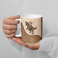 Cowgirl Dinosaur Ceramic Mug Retro Western Yoke - Wonder Print Shop