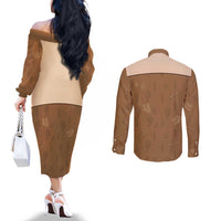 Cowgirl Dinosaur Couples Matching Off The Shoulder Long Sleeve Dress and Long Sleeve Button Shirt Retro Western Yoke - Wonder Print Shop