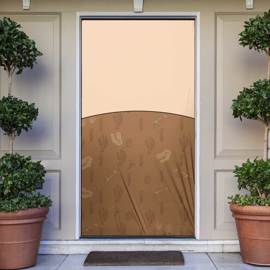 Cowgirl Dinosaur Door Cover Retro Western Yoke - Wonder Print Shop