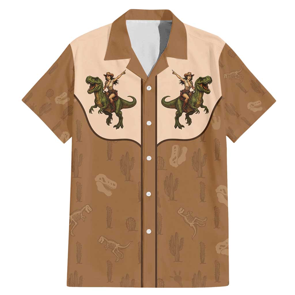 Cowgirl Dinosaur Family Matching Mermaid Dress and Hawaiian Shirt Retro Western Yoke - Wonder Print Shop