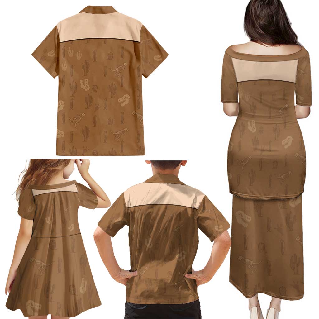 Cowgirl Dinosaur Family Matching Puletasi and Hawaiian Shirt Retro Western Yoke - Wonder Print Shop