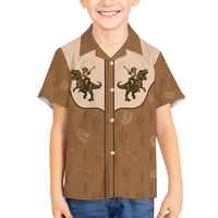 Cowgirl Dinosaur Family Matching Puletasi and Hawaiian Shirt Retro Western Yoke - Wonder Print Shop
