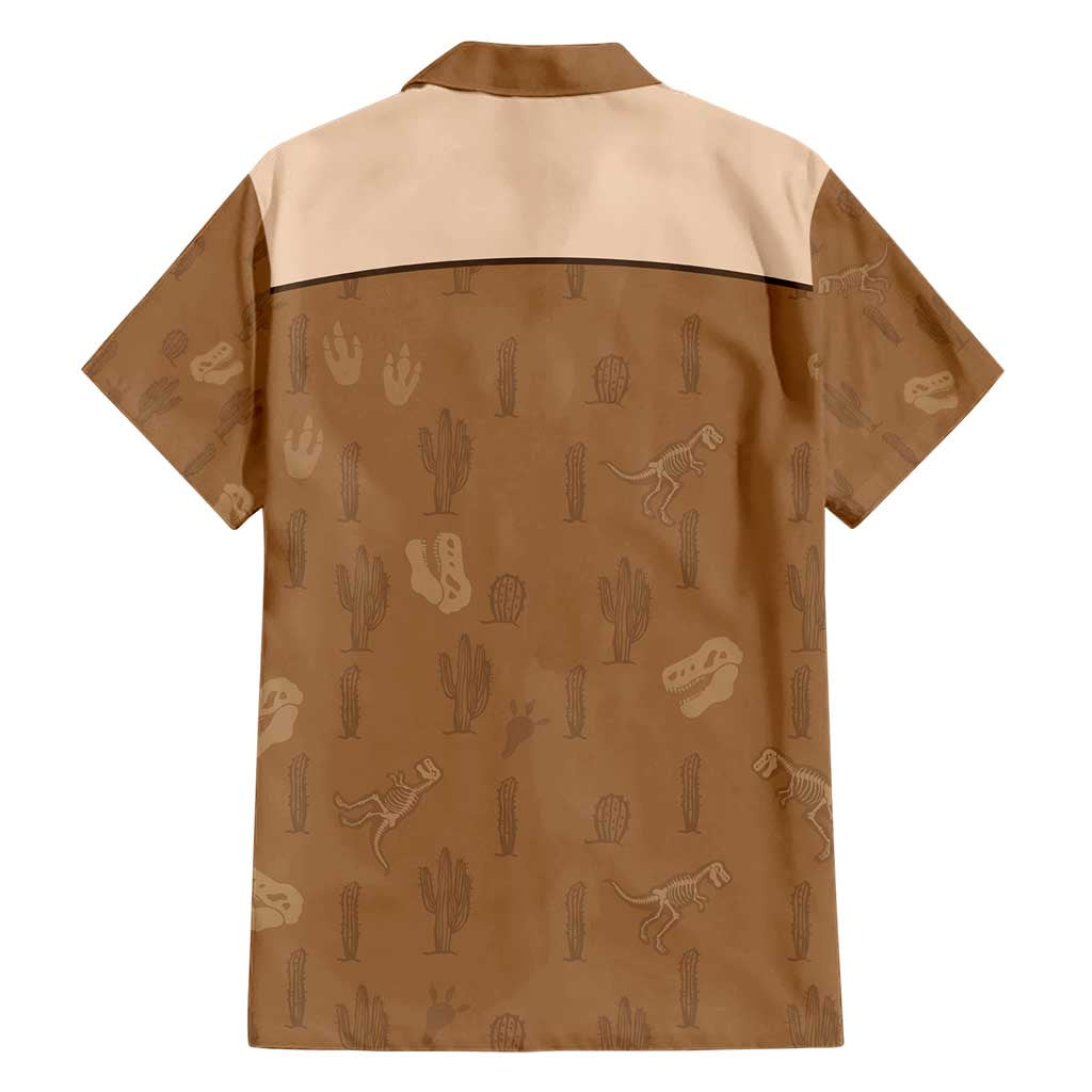 Cowgirl Dinosaur Family Matching Short Sleeve Bodycon Dress and Hawaiian Shirt Retro Western Yoke - Wonder Print Shop