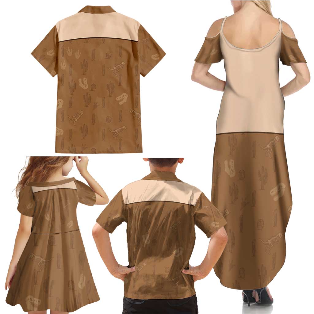 Cowgirl Dinosaur Family Matching Summer Maxi Dress and Hawaiian Shirt Retro Western Yoke - Wonder Print Shop