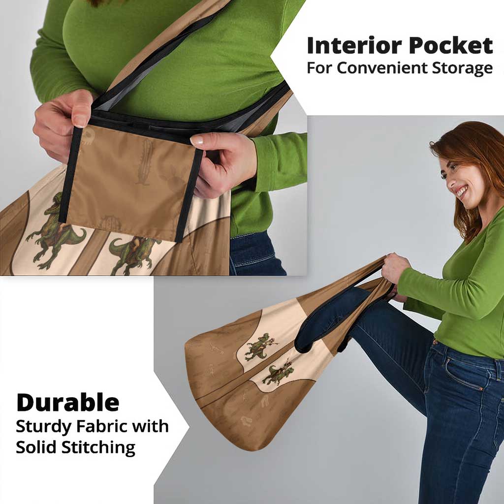 Cowgirl Dinosaur Grocery Bag Retro Western Yoke - Wonder Print Shop