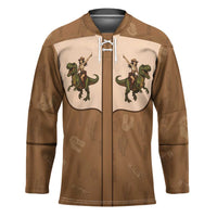 Cowgirl Dinosaur Hockey Jersey Retro Western Yoke - Wonder Print Shop