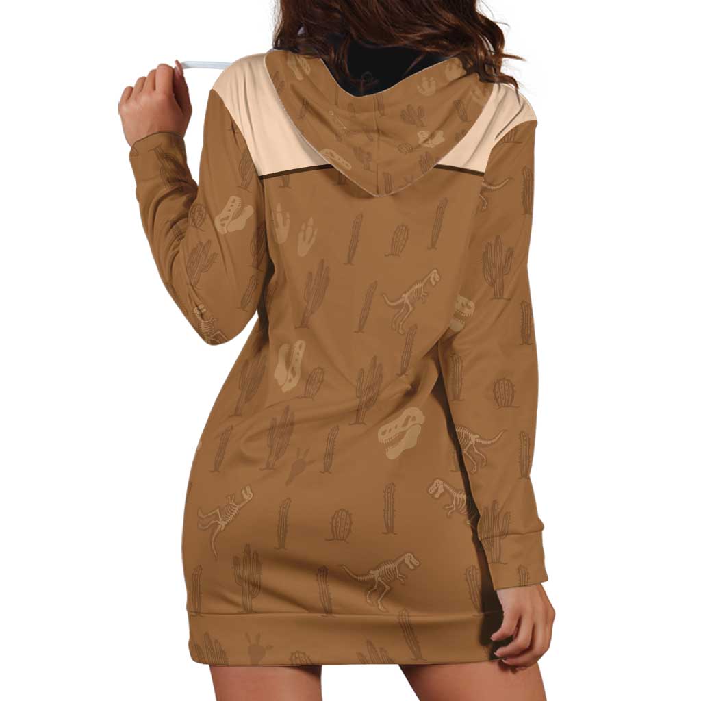 Cowgirl Dinosaur Hoodie Dress Retro Western Yoke - Wonder Print Shop