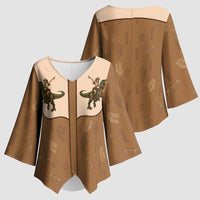Cowgirl Dinosaur Kimono Sleeve Blouse Retro Western Yoke - Wonder Print Shop