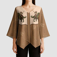 Cowgirl Dinosaur Kimono Sleeve Blouse Retro Western Yoke - Wonder Print Shop