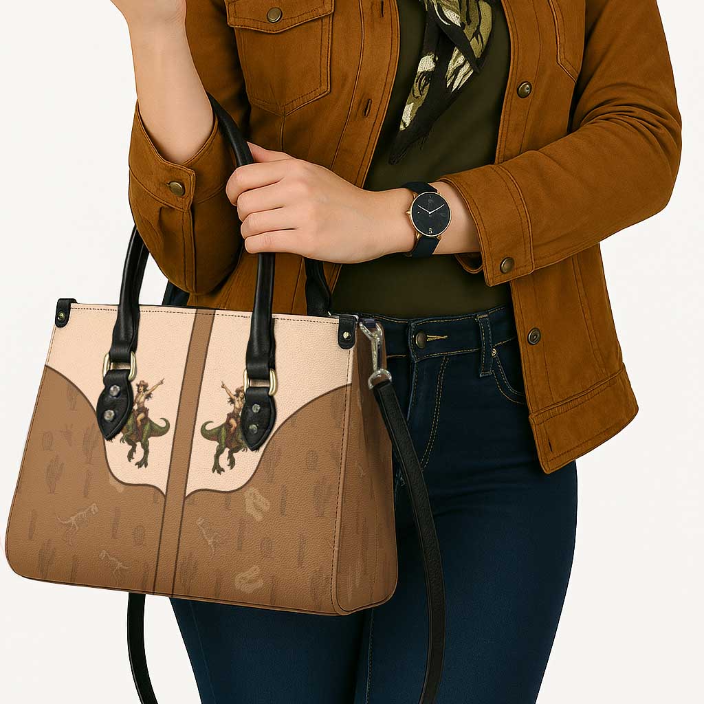 Cowgirl Dinosaur Leather Bag Retro Western Yoke - Wonder Print Shop