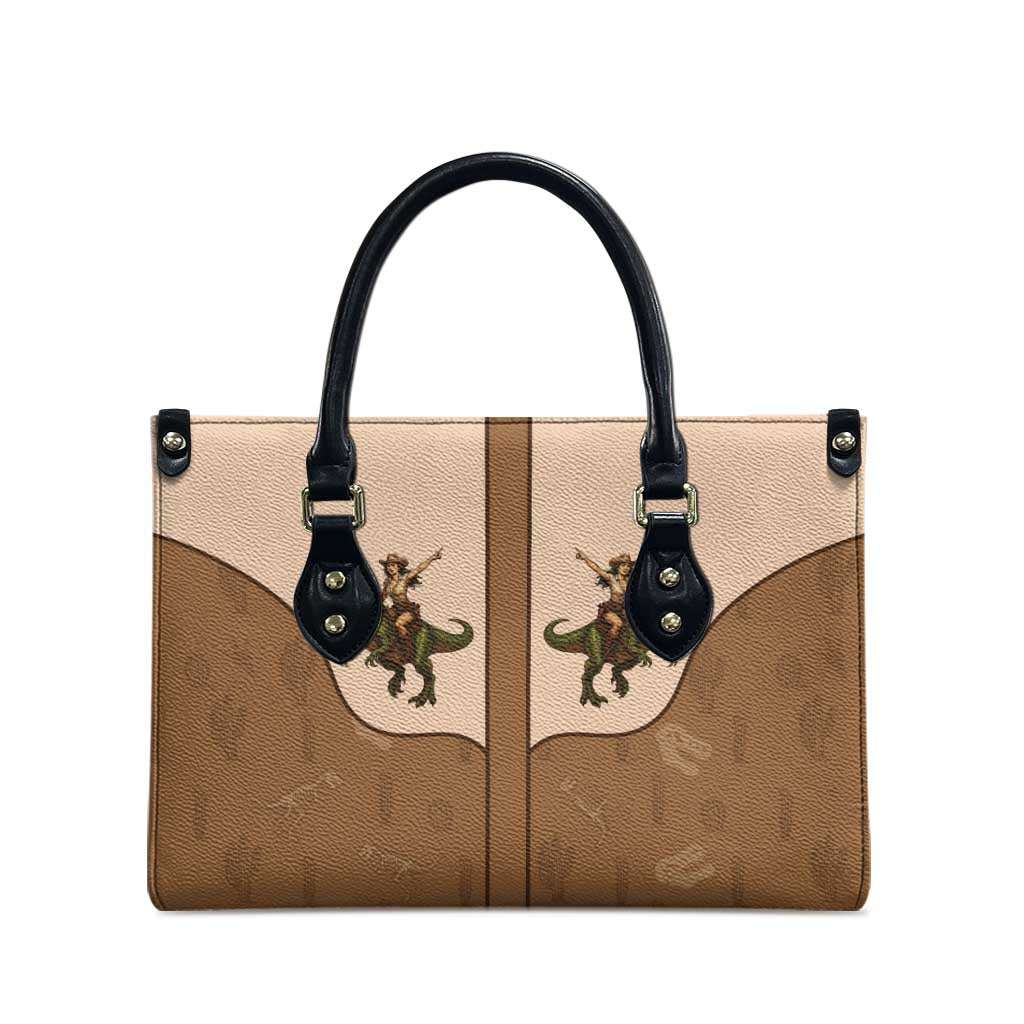 Cowgirl Dinosaur Leather Bag Retro Western Yoke - Wonder Print Shop