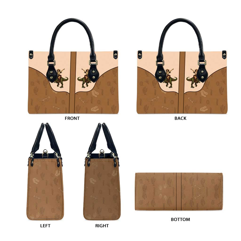 Cowgirl Dinosaur Leather Bag Retro Western Yoke - Wonder Print Shop