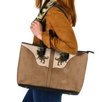 Cowgirl Dinosaur Leather Tote Bag Retro Western Yoke - Wonder Print Shop