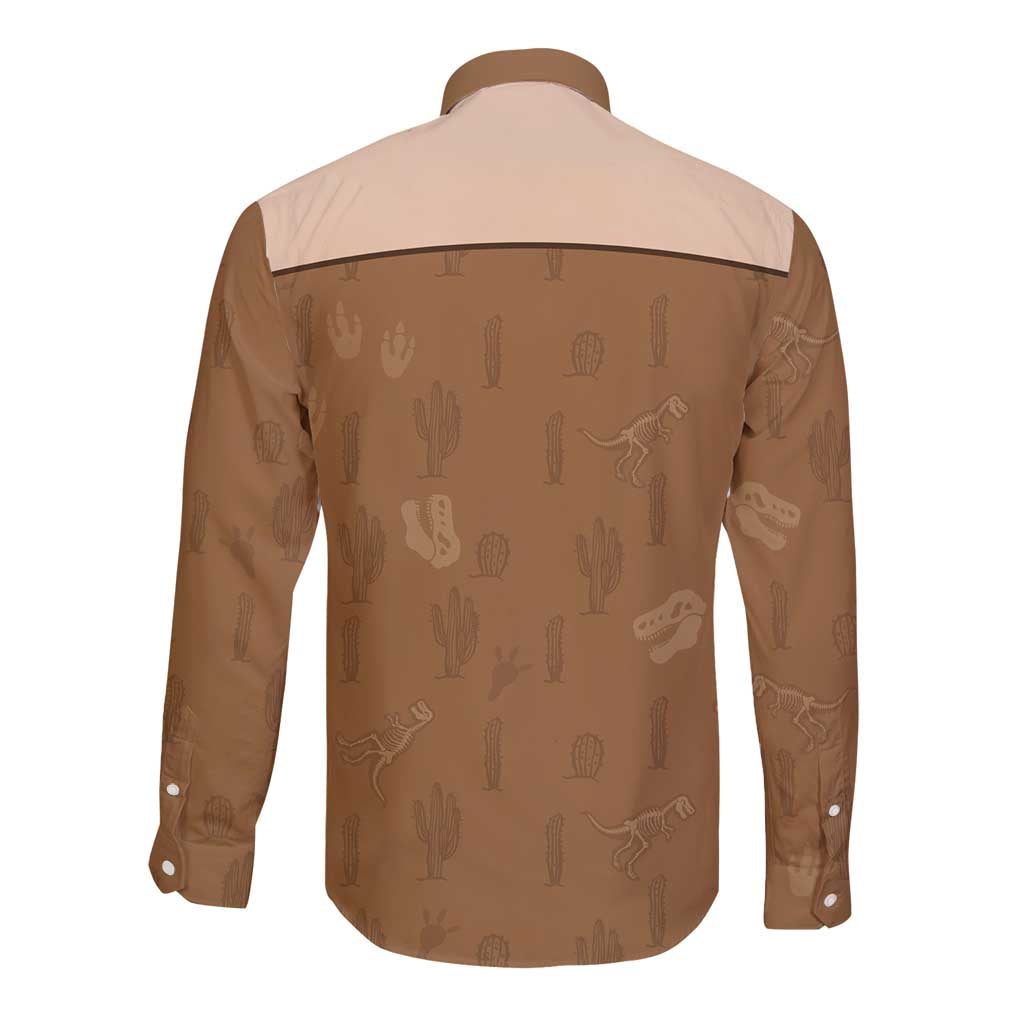 Cowgirl Dinosaur Long Sleeve Button Shirt Retro Western Yoke - Wonder Print Shop