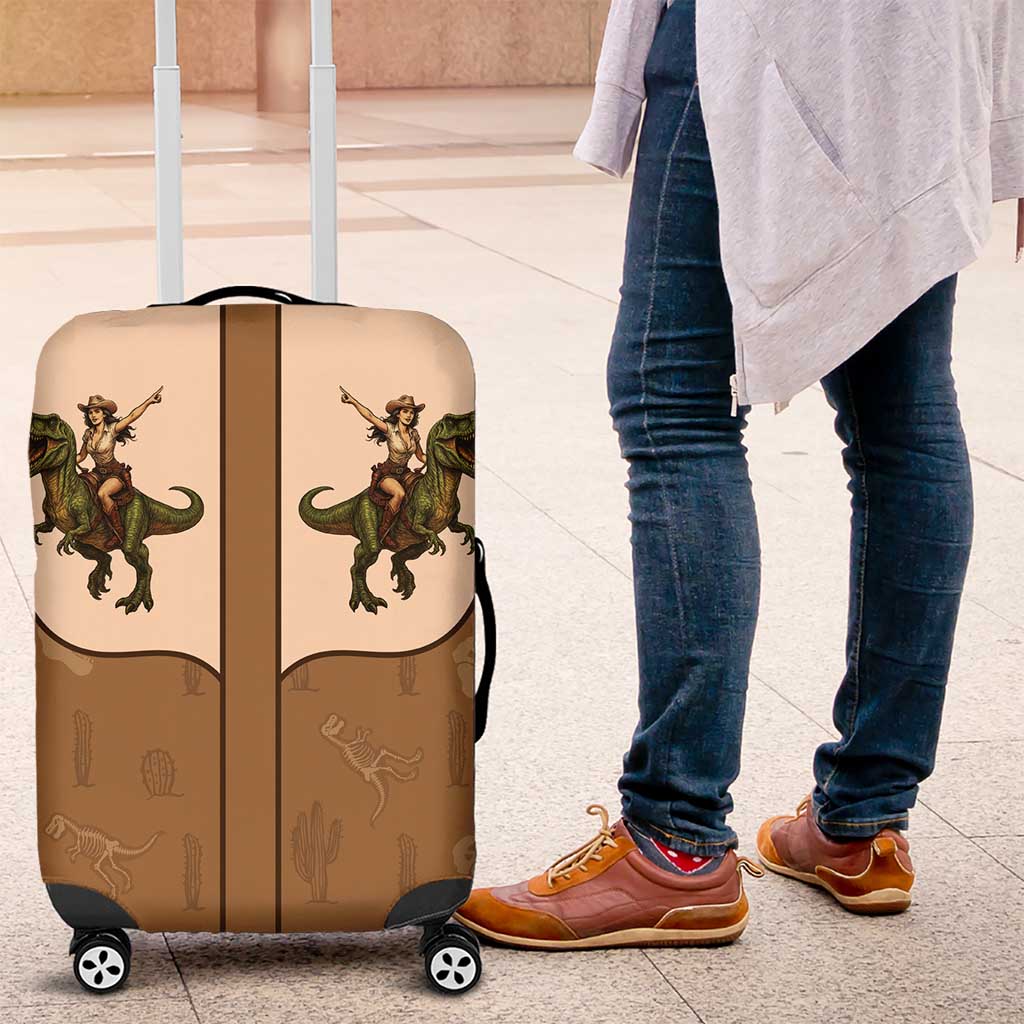 Cowgirl Dinosaur Luggage Cover Retro Western Yoke - Wonder Print Shop