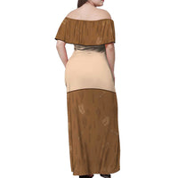 Cowgirl Dinosaur Off Shoulder Maxi Dress Retro Western Yoke - Wonder Print Shop