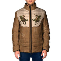 Cowgirl Dinosaur Padded Jacket Retro Western Yoke - Wonder Print Shop