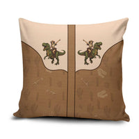 Cowgirl Dinosaur Pillow Cover Retro Western Yoke - Wonder Print Shop