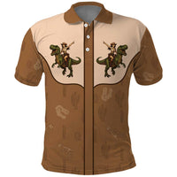 Cowgirl Dinosaur Polo Shirt Retro Western Yoke - Wonder Print Shop