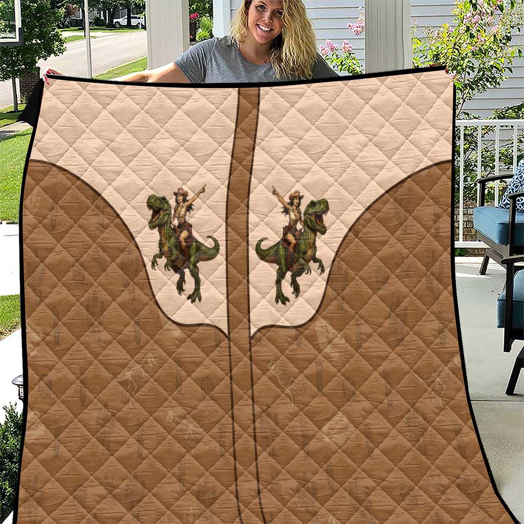 Cowgirl Dinosaur Quilt Retro Western Yoke - Wonder Print Shop