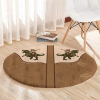 Cowgirl Dinosaur Round Carpet Retro Western Yoke - Wonder Print Shop