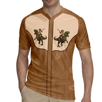 Cowgirl Dinosaur Rugby Jersey Retro Western Yoke - Wonder Print Shop