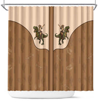Cowgirl Dinosaur Shower Curtain Retro Western Yoke - Wonder Print Shop