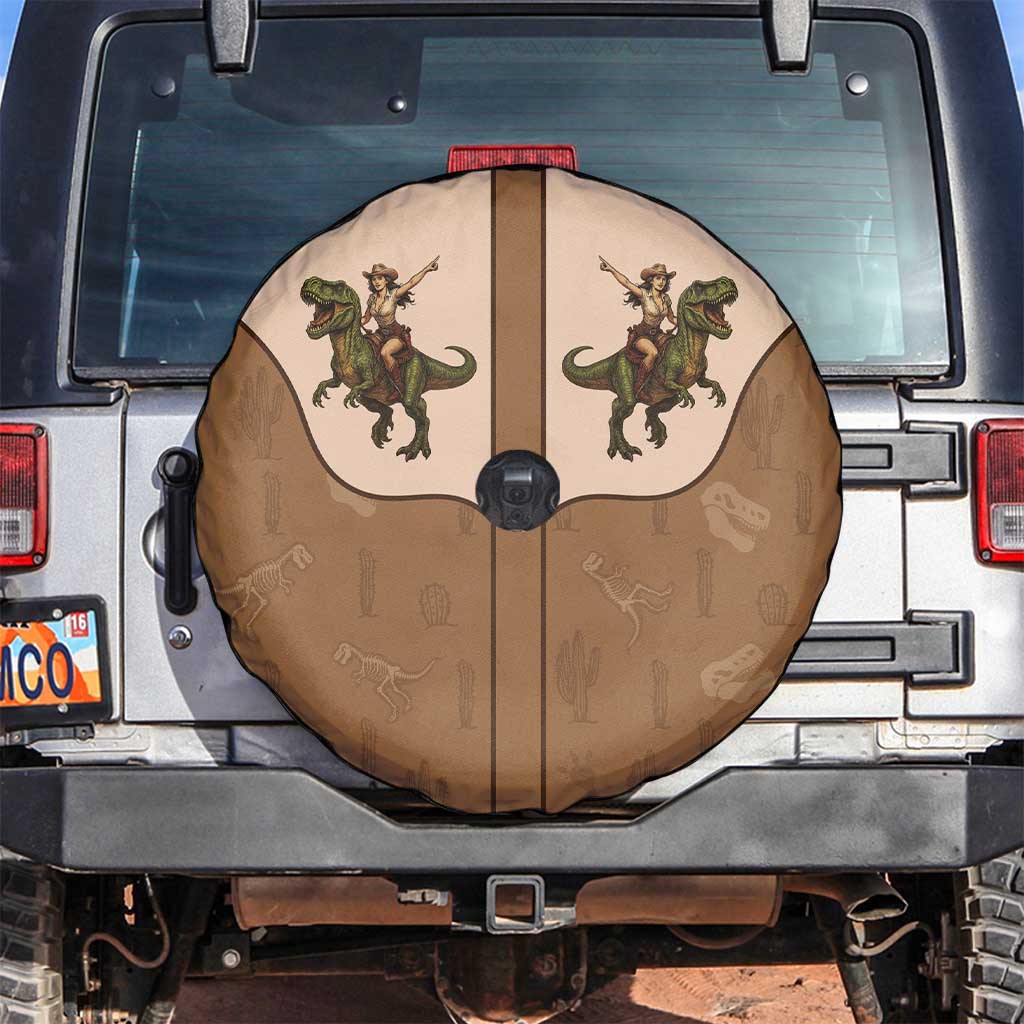 Cowgirl Dinosaur Spare Tire Cover Retro Western Yoke - Wonder Print Shop